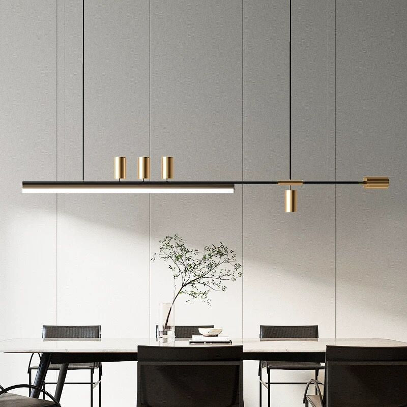 Black Long Sleek LED Pendant Light For Dining Room